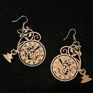 Hand Crafted Gold Clock Earrings